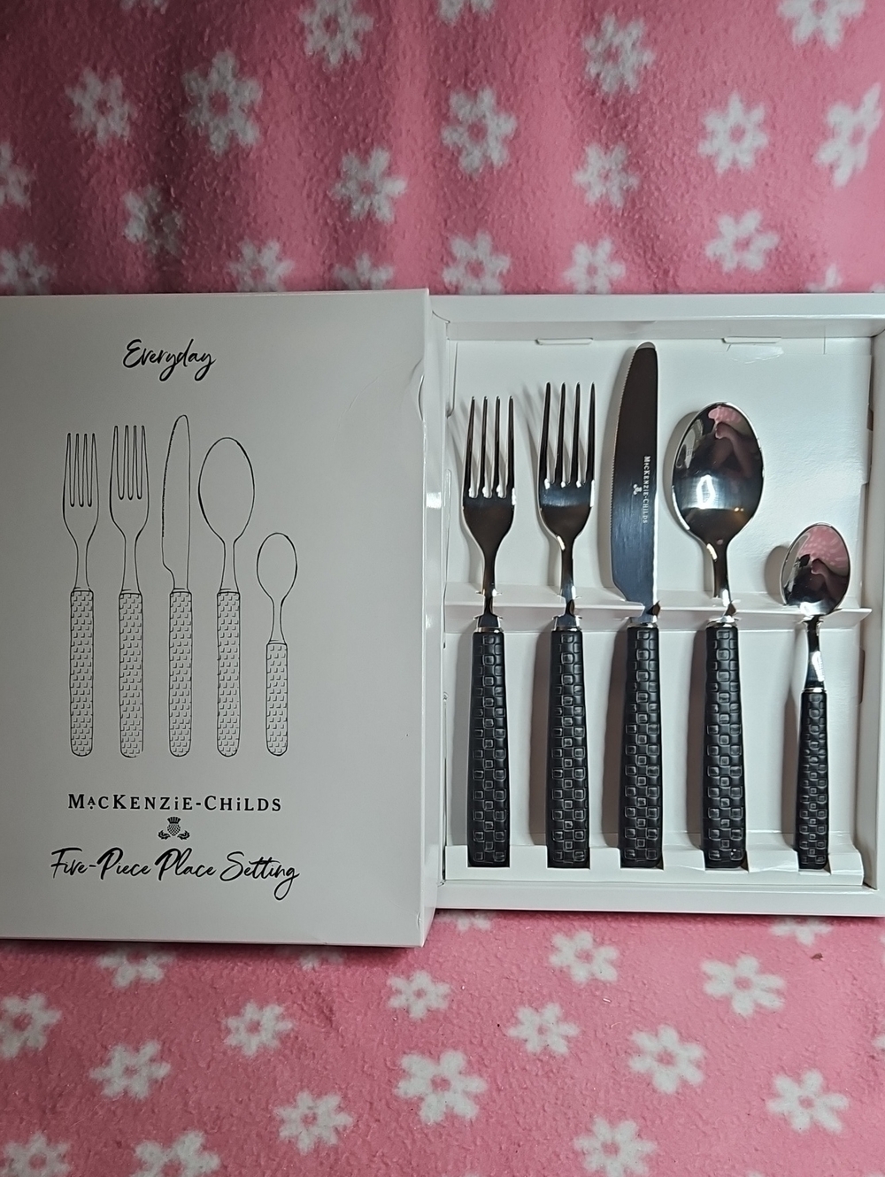 MacKenzie-Childs Everyday 5-Piece Place Setting - Black Handles
